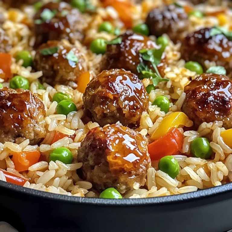 Honey Garlic Meatball Rice Bake