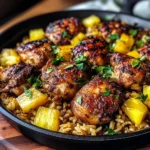 One Pan Caribbean Jerk Chicken with Pineapple-Coconut Rice Recipe