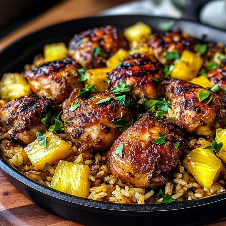 One Pan Caribbean Jerk Chicken with Pineapple-Coconut Rice Recipe
