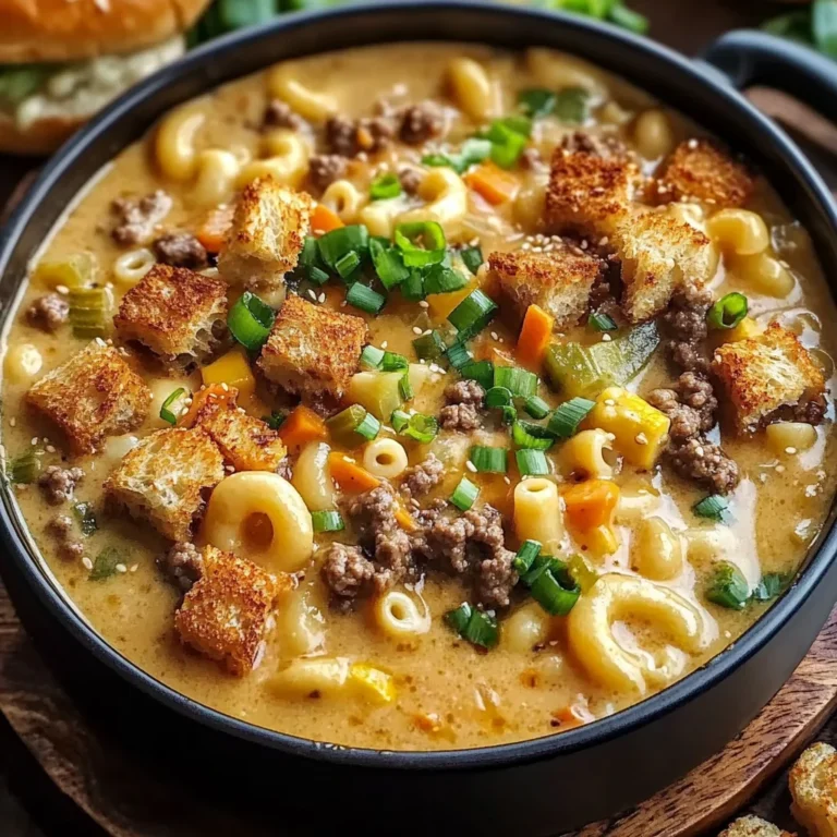 One Pot Macaroni Cheeseburger Soup